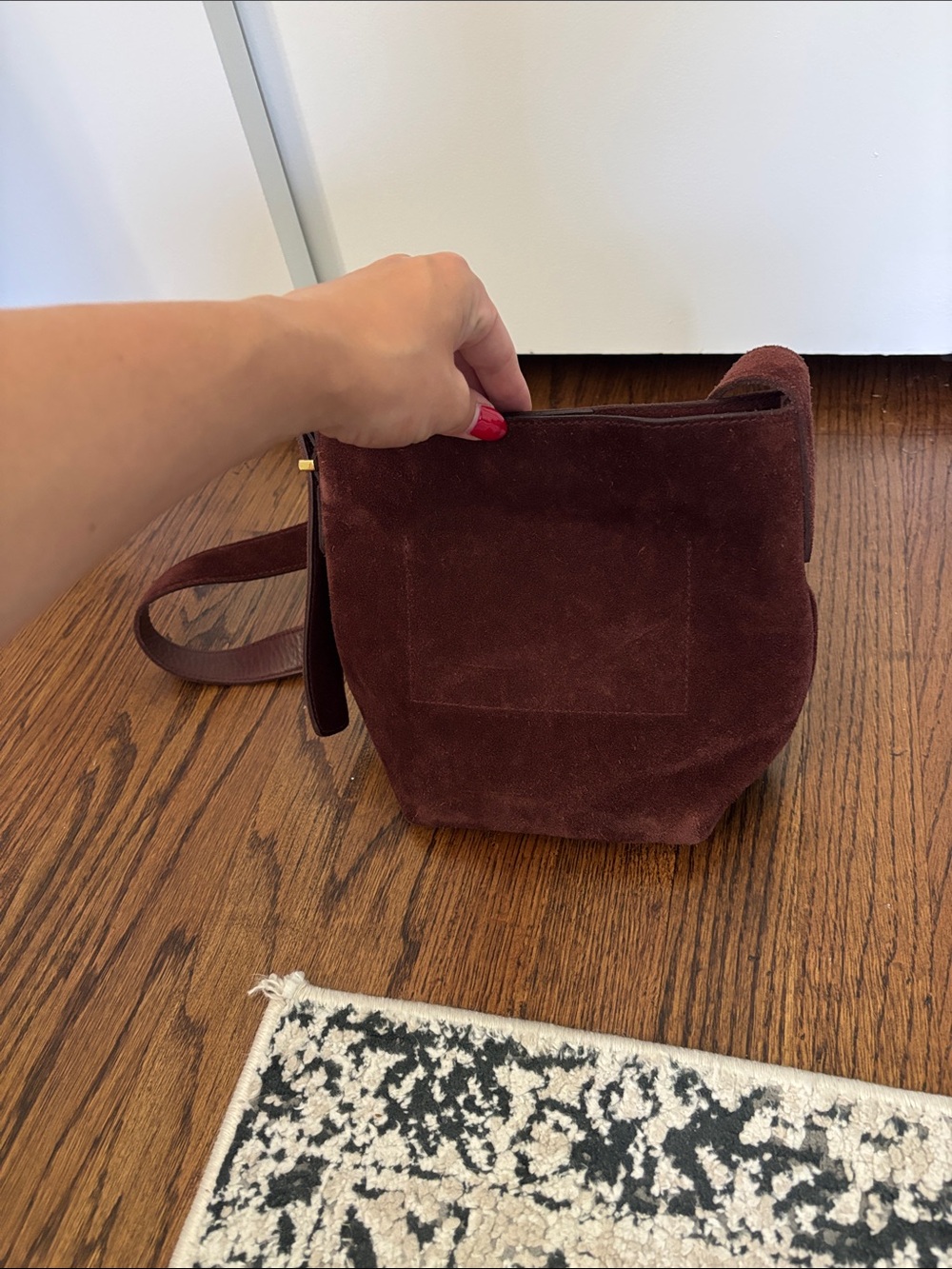 Madewell The Essential Mini Bucket Bag in Suede Chocolate Raisin - Picture 7 of 7